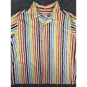 Target Pride Shirt Men XX-Large Multicolor Striped Button Up Short Sleeve Casual